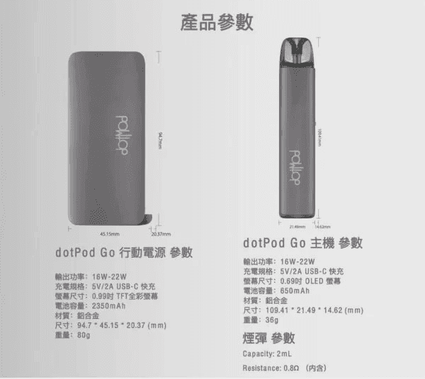 佩特里DOTMOD DOTMOD GO KIT電子煙主機煙彈空倉官網 - 槍灰:圖片 7